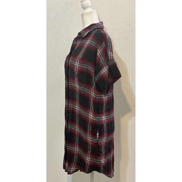 Madewell Size M Courier Grunge Plaid Flannel ShirtDress Pockets Boho Fall - Picture 6 of 12